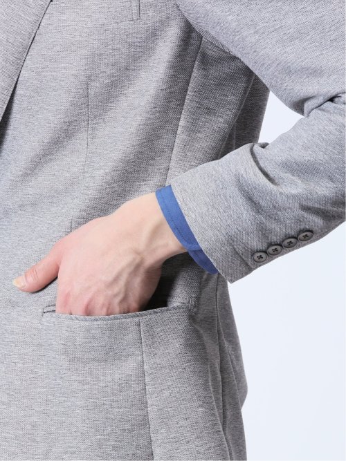 TechLinen スリムフィット 2ボタンジャケット ライトグレー(セットアップ可能)