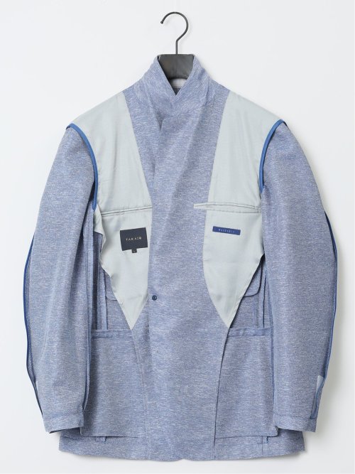 TechLinen スリムフィット 2ボタンジャケット 青(セットアップ可能)