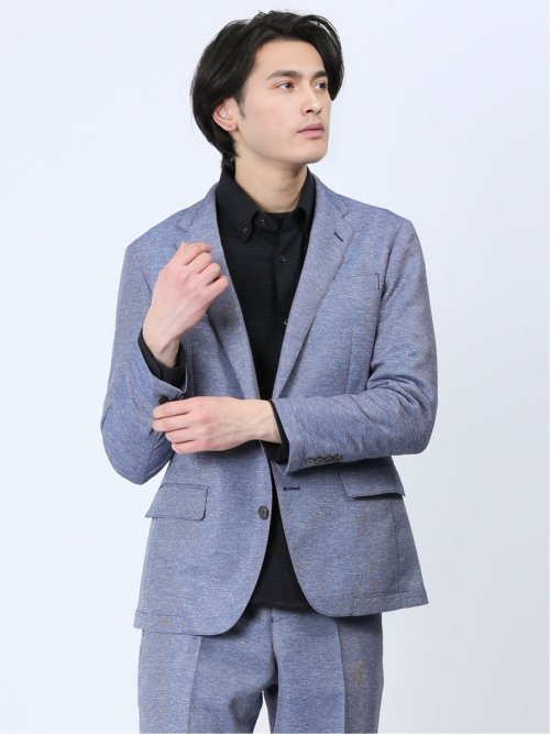 TechLinen スリムフィット 2ボタンジャケット 青(セットアップ可能)