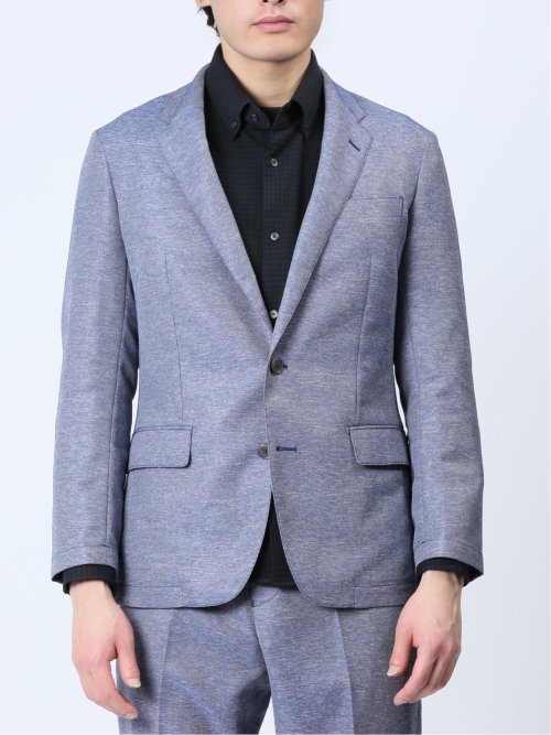 TechLinen スリムフィット 2ボタンジャケット 青(セットアップ可能)