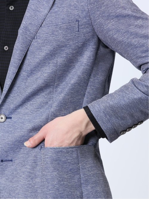 TechLinen スリムフィット 2ボタンジャケット 青(セットアップ可能)