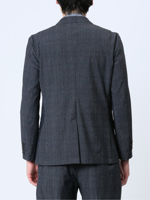 TechCool スリムフィット 2ボタンジャケット チェック紺(セットアップ可能)