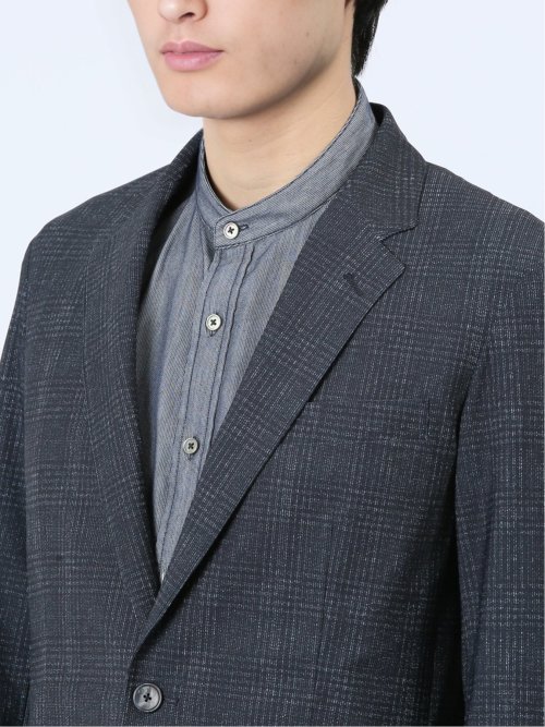 TechCool スリムフィット 2ボタンジャケット チェック紺(セットアップ可能)