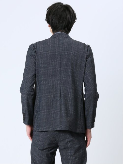 TechCool スリムフィット 2ボタンジャケット チェック紺(セットアップ可能)