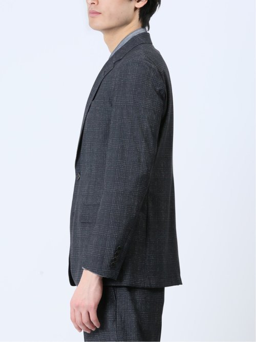 TechCool スリムフィット 2ボタンジャケット チェック紺(セットアップ可能)