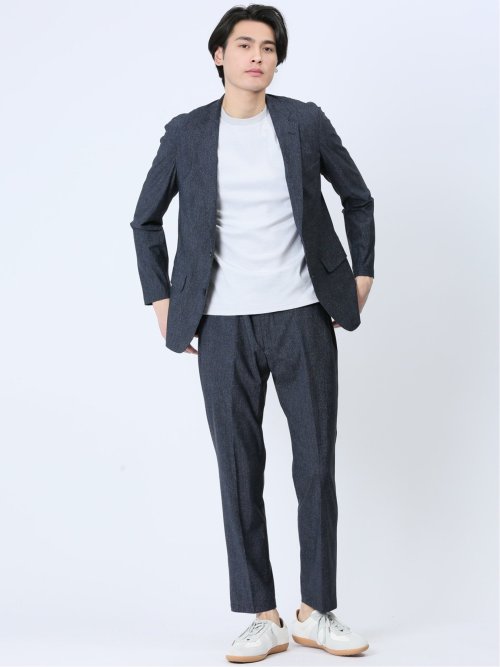 TechCool スリムフィット 2ボタンジャケット 紺(セットアップ可能)