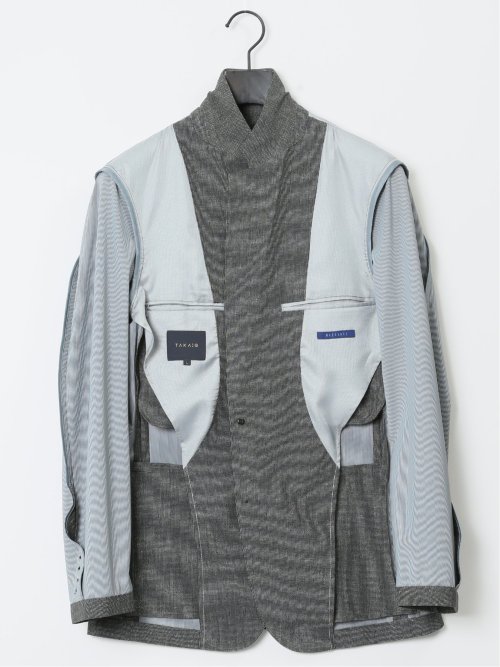 TechCool スリムフィット 2ボタンジャケット 茶(セットアップ可能)