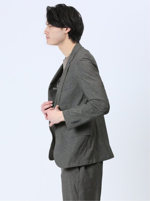 TechCool スリムフィット 2ボタンジャケット 茶(セットアップ可能)