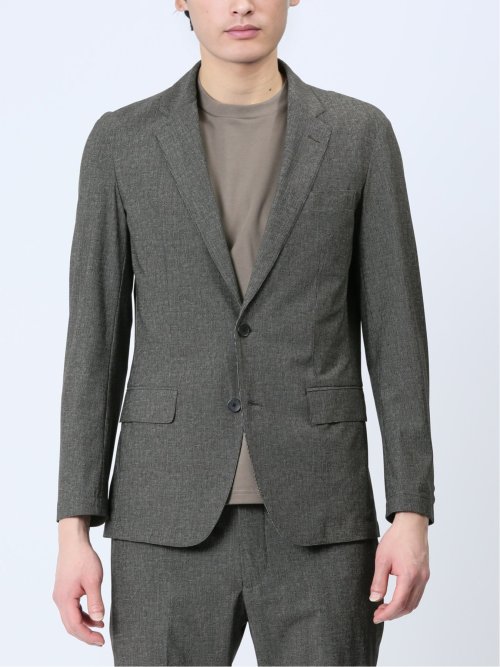 TechCool スリムフィット 2ボタンジャケット 茶(セットアップ可能)