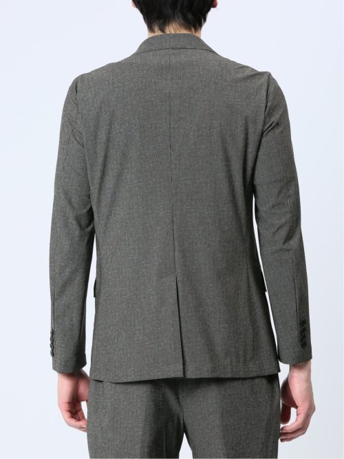 TechCool スリムフィット 2ボタンジャケット 茶(セットアップ可能)