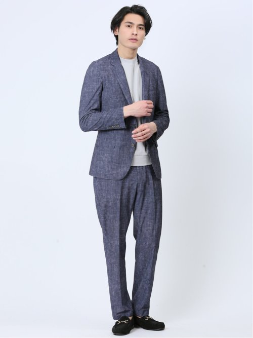 TechDenim スリムフィット 2ボタンジャケット 紺(セットアップ可能)