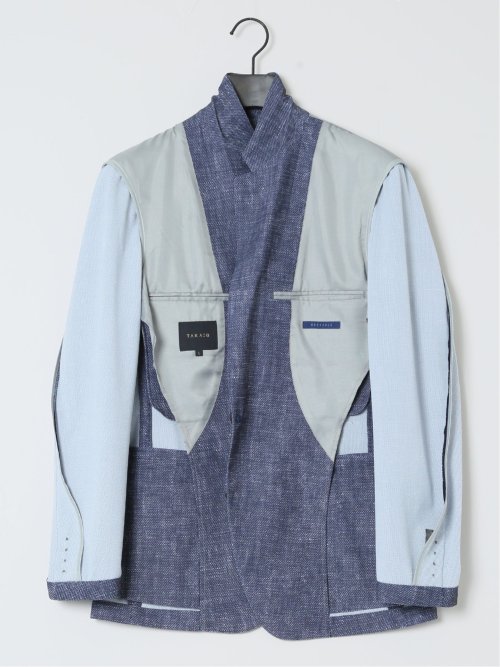 TechDenim スリムフィット 2ボタンジャケット 紺(セットアップ可能)