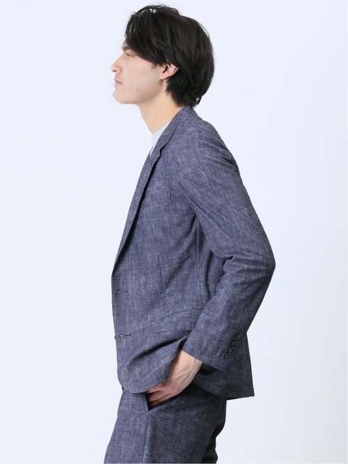 TechDenim スリムフィット 2ボタンジャケット 紺(セットアップ可能)