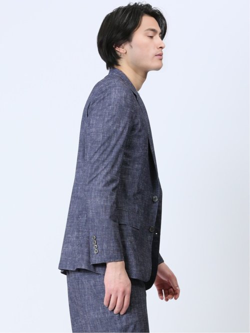 TechDenim スリムフィット 2ボタンジャケット 紺(セットアップ可能)