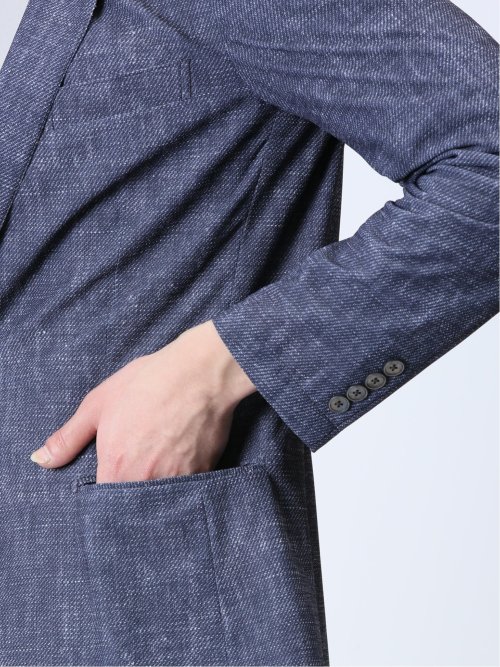 TechDenim スリムフィット 2ボタンジャケット 紺(セットアップ可能)