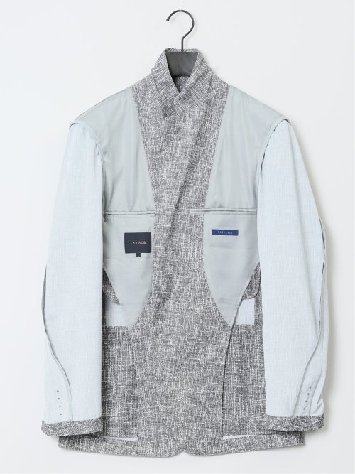 TechDenim スリムフィット 2ボタンジャケット シロ×クロ(セットアップ可能)