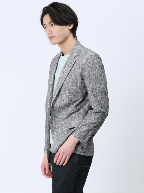 TechDenim スリムフィット 2ボタンジャケット シロ×クロ(セットアップ可能)