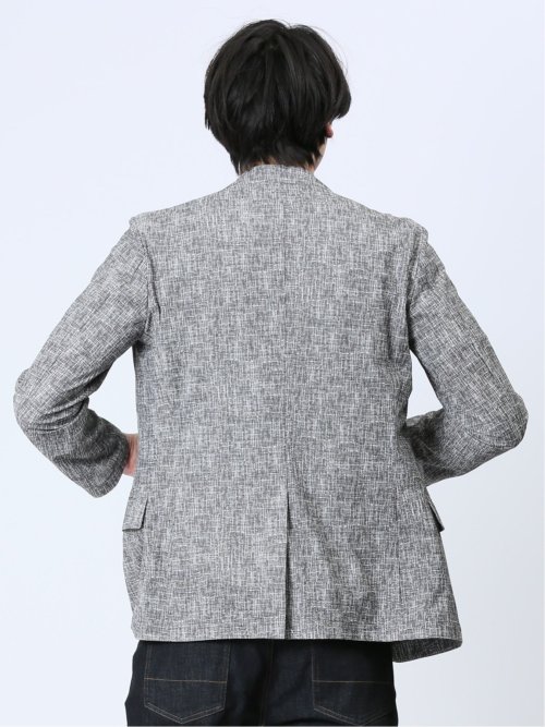 TechDenim スリムフィット 2ボタンジャケット シロ×クロ(セットアップ可能)