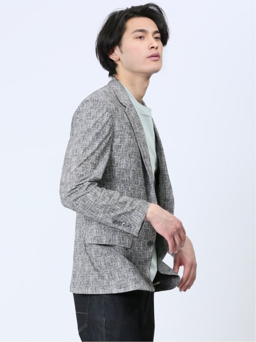 TechDenim スリムフィット 2ボタンジャケット シロ×クロ(セットアップ可能)