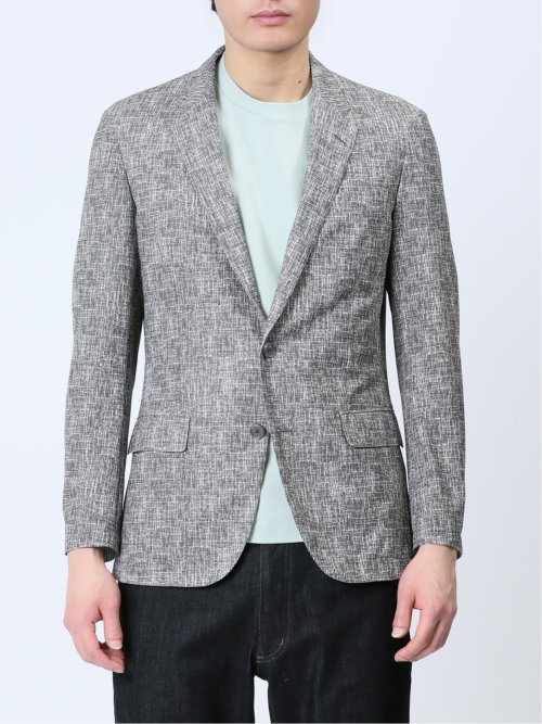 TechDenim スリムフィット 2ボタンジャケット シロ×クロ(セットアップ可能)