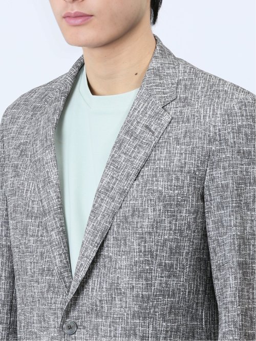 TechDenim スリムフィット 2ボタンジャケット シロ×クロ(セットアップ可能)