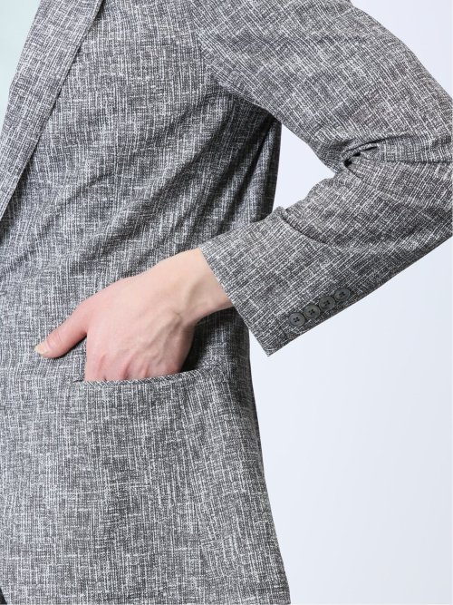 TechDenim スリムフィット 2ボタンジャケット シロ×クロ(セットアップ可能)