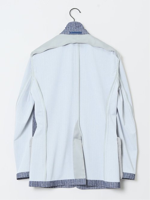 TechDenim スリムフィット 2ボタンジャケット ストライプ青(セットアップ可能)