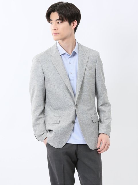 TechLinen スリムフィット 2ボタンジャケット ライトグレー