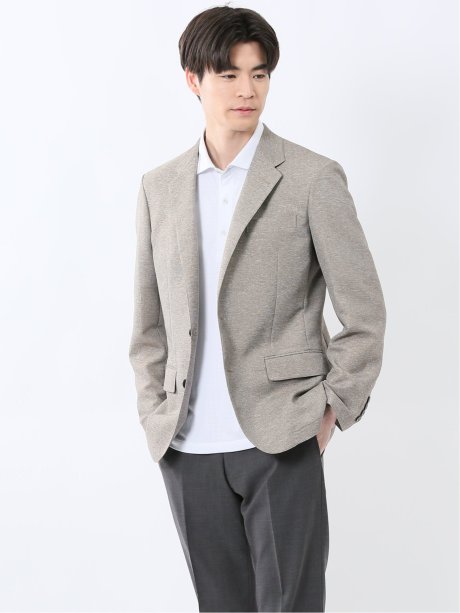 TechLinen スリムフィット 2ボタンジャケット 茶