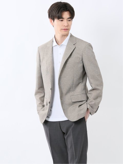 TechLinen スリムフィット 2ボタンジャケット 茶