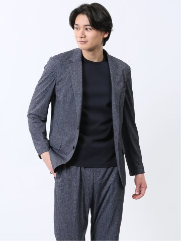 TechDenim スリムフィット 2ボタンジャケット 紺（セットアップ可能）