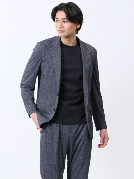 TechDenim スリムフィット 2ボタンジャケット 紺（セットアップ可能）