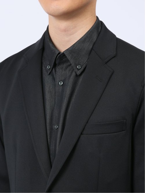 TechBlack スリムフィット 2ボタンジャケット 黒無地