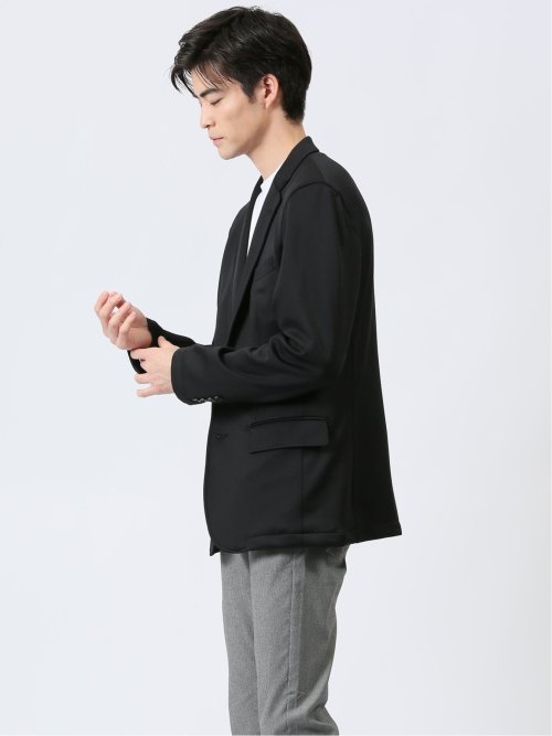 TechBlack スリムフィット 2ボタンジャケット 黒無地