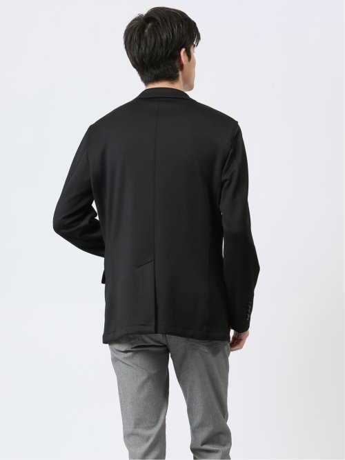 TechBlack スリムフィット 2ボタンジャケット 黒無地