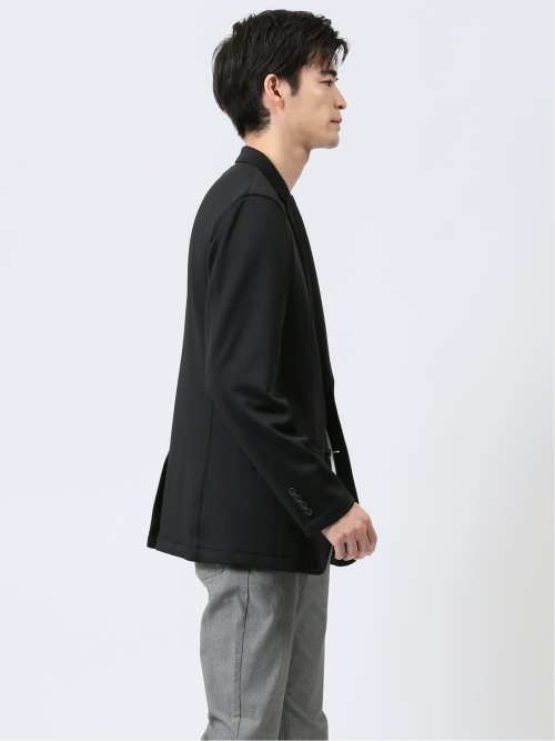 TechBlack スリムフィット 2ボタンジャケット 黒無地
