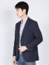 ストレッチ 起毛2ボタンジャケット 紺