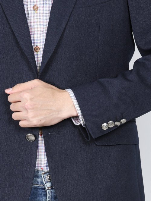 ストレッチ 起毛2ボタンジャケット 紺