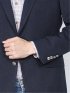 ストレッチ 起毛2ボタンジャケット 紺