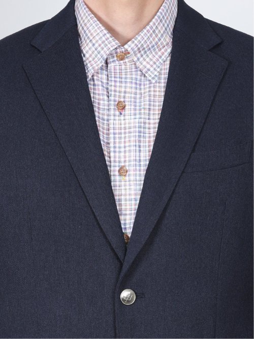 ストレッチ 起毛2ボタンジャケット 紺