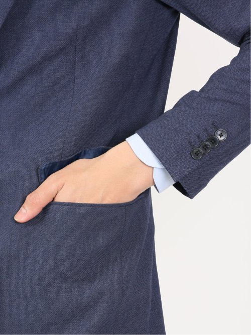 メッシュ レギュラーフィット 2ボタンブレザー 青