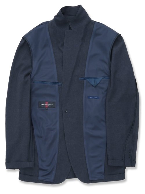 メッシュ レギュラーフィット 2ボタンブレザー 青