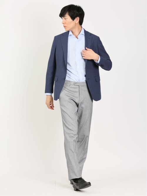 メッシュ レギュラーフィット 2ボタンブレザー 青