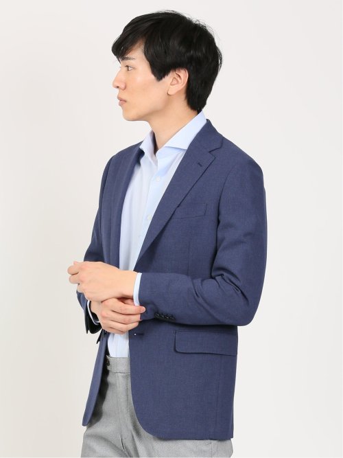 メッシュ レギュラーフィット 2ボタンブレザー 青