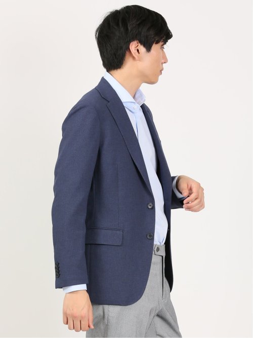 メッシュ レギュラーフィット 2ボタンブレザー 青