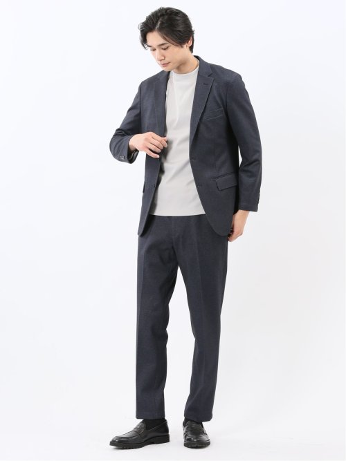 TechMove スリムフィット 2ボタンジャケット カルゼ紺(セットアップ可能)