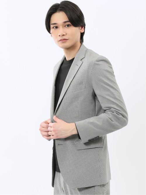 ストレッチポンチ スリムフィット 2ボタンジャケット ライトグレー(セットアップ可能)