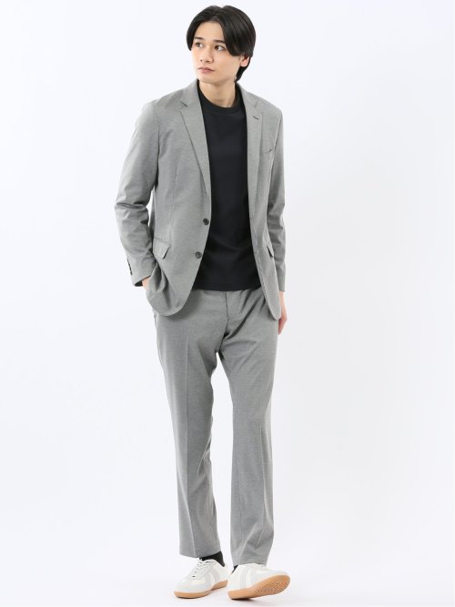 ストレッチポンチ スリムフィット 2ボタンジャケット ライトグレー(セットアップ可能)