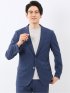 リネン調 スリムフィット 2ボタン ジャケット 青(セットアップ可能)