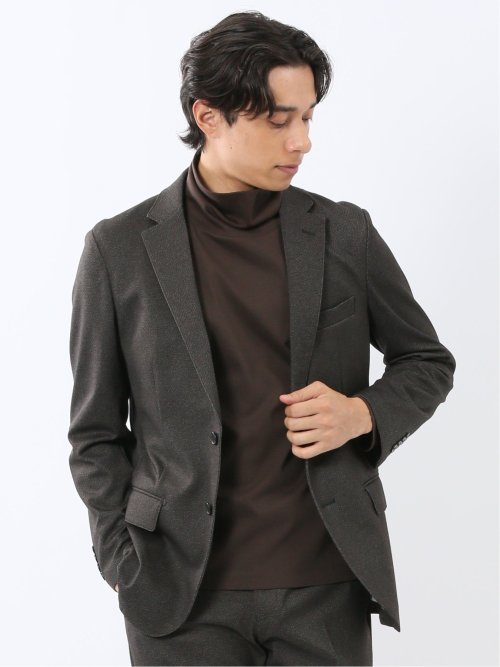 Woolen Tec On スリムフィット 2ボタンジャケット チェック紺